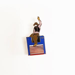 Floppy Disk Cowboy Hard Enamel Lapel Pin