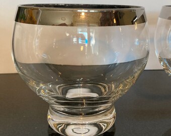 Roly Poly Bowls Thick Silver Stripe Dorothy Thorpe Barware MCM Mid Century Modern Mad Men