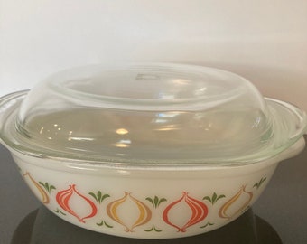 Jenna Glass Covered Casserole Onion White Glass Mainz Schott Jen Germany 1950