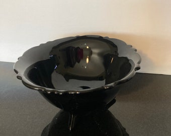Black Glass Footed Serving Bowl Nut Bowl LE Smith Mt Pleasant