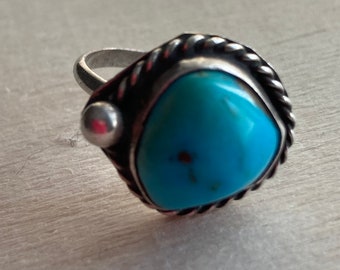 Turquoise Ring Southwest Style Sterling Silver Size 6.5