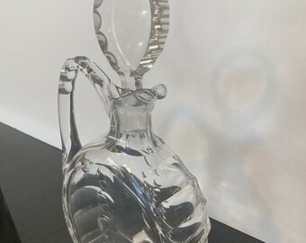 Sweet Decanter Cocktail Pitcher Syrup Pitcher Glass Barware Bar Scallops and Dots