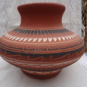 1980 Vintage Orange Navajo Pottery New Mexico Arizona Signed JJ American Indian Pottery Southwest Clay Pot