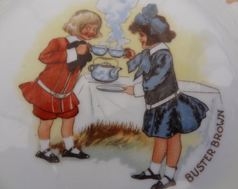 Buster Brown Plate Antique Mary Jane Advertising Plate Collector's Plate Buster Brown Shoes Vintage Ad
