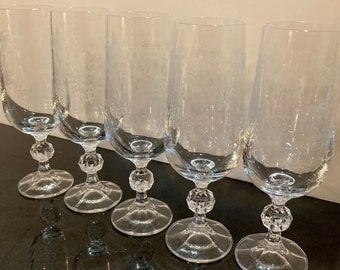Fluted Champagne Glasses Depression Glass Madrid Pattern Set of 5 Beautiful