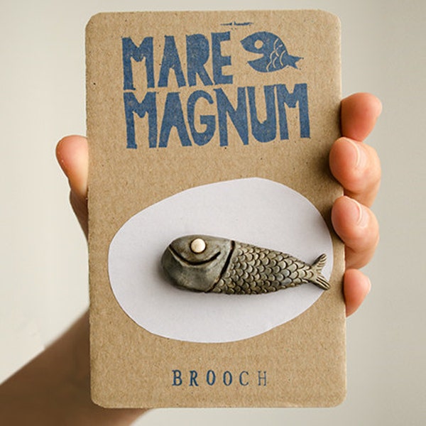 Sardine brooch, handmade and unique gift for boyfriend, best friend present