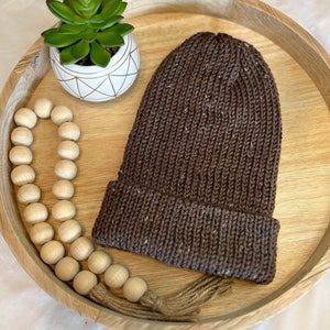 The Elliot Beanie, Mocha Tweed Beanie, Brown Beanie, Taupe Beanie, Tan Beanie, Handmade Beanie, Knit Beanie, Winter Beanie