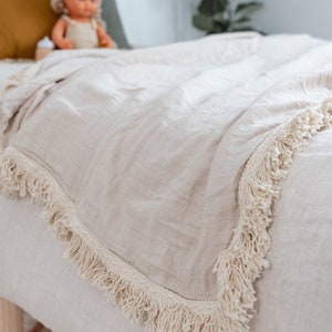 Bio Musselin Baby Swaddle Decke: Knochen Baumwolle Fransen