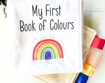 RTS Organic Fabric Quiet Book - Colours - Baby Gift - Gender Neutral - Handmade - Best Baby Shower Present - Unisex Gift - Australian Made