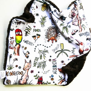 Minky Lovey Comforter - Aussie Animals- Handmade - Exclusive Design - Luxury Baby Blanket - Baby Gift - Gender Neutral - Unisex