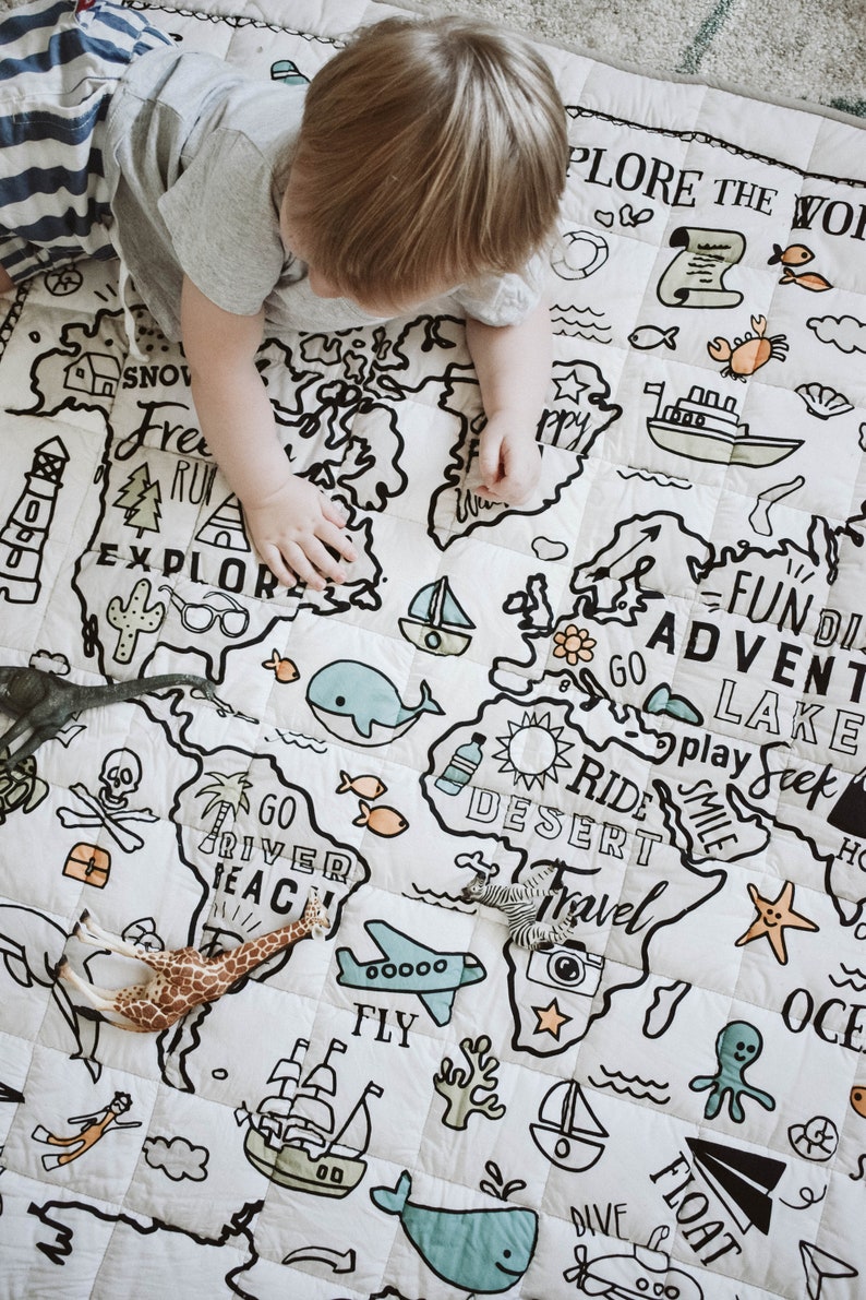 Organic World Explorer Play Mat Playmat Nursery Rug Unisex Neutral Baby Gift Shower Nursery Decor Kids Room Now Ready to Ship image 3