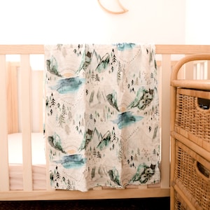 Manta envolvente - Muselina de bambú - Mountain Valley - Manta para bebé - Género neutro - Bosque - Naturaleza - Regalo para bebé - Baby Shower - Unisex