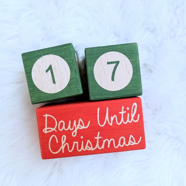 Custom Made Christmas Countdown Block Set - Handmade - Natural Wood - Choose Colours - Advent Calender - Xmas Gift for Kids - Counting Down
