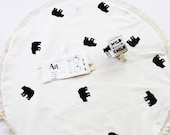 Black Bear Hand Printed Play Mat Floor Rug Nursery Decor Organic