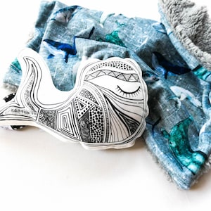 STROLLER SET Handmade Minky Whale Lovey and Toy Set - Minky and Organic Toy - Australian Made - Baby Boy Gift - Gender Neutral Baby Shower