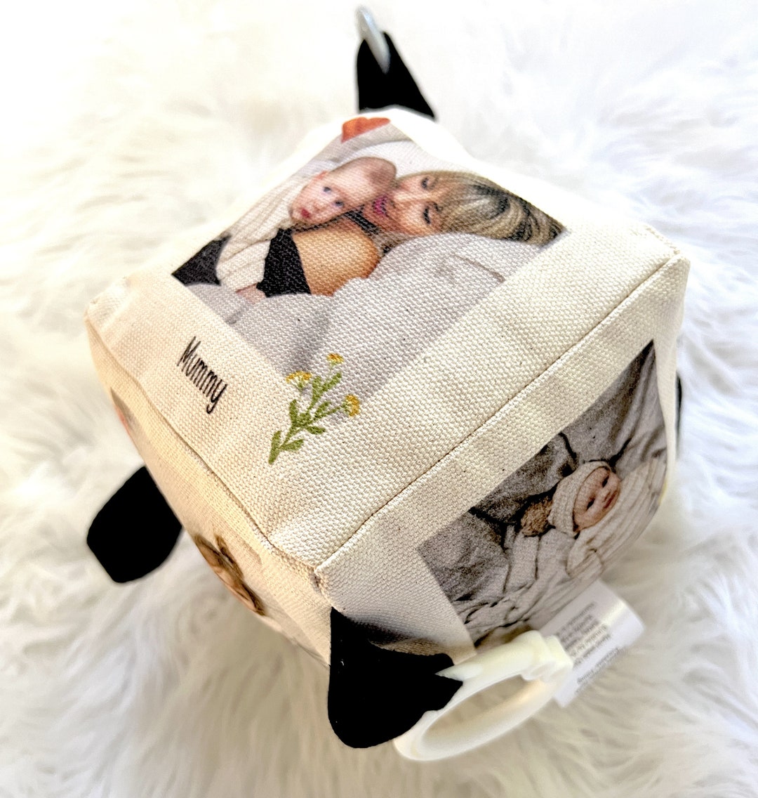 Family Custom Made Organic Soft Block Rattle Toy - Photo Gift for Baby ...