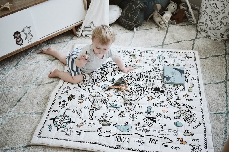 Organic World Explorer Play Mat Playmat Nursery Rug Unisex Neutral Baby Gift Shower Nursery Decor Kids Room Now Ready to Ship image 1