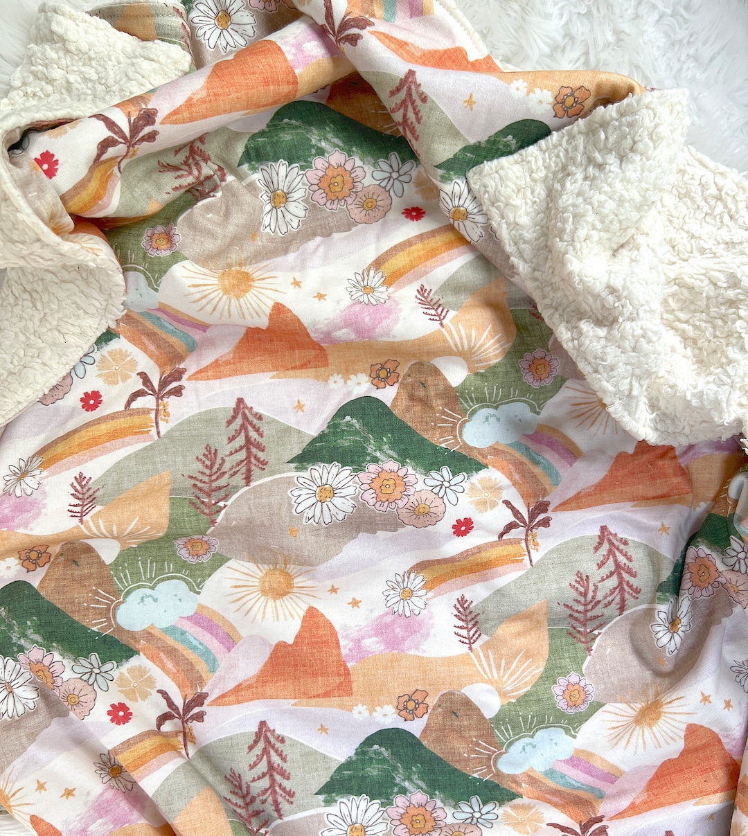 RTS GOTS Organic Cotton Sherpa Blanket Natural Baby Gift MULLUMBIMBY Baby Shower Nursery Crib