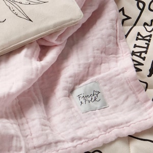 Manta de muselina - Manta de bebé - Certificado orgánico - Rosa pastel - Regalo de niña bebé - Baby Shower - Bebé orgánico - Alta calidad - Heirloom