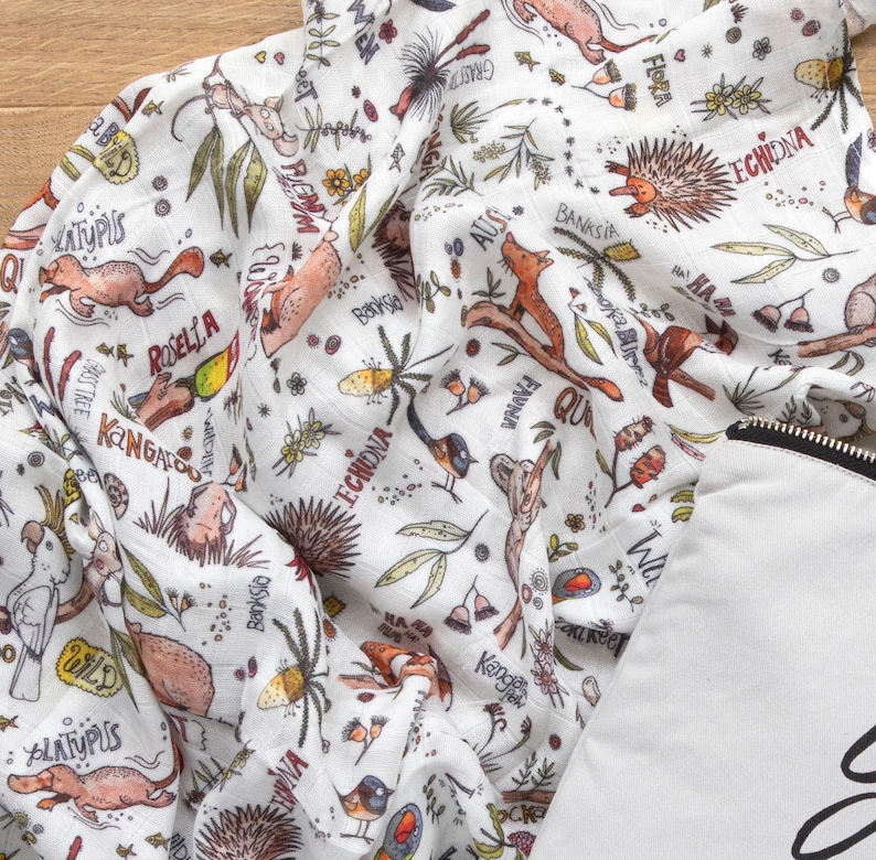 Bamboo Swaddle Wrap Aussie Animals Gender Neutral Unisex Etsy