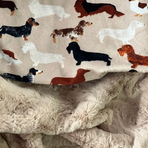 Minky Lovey or Blanket - Dachshund, Doxie - Handmade - Luxury Baby Blanket - Baby Gift - Gender Neutral - Unisex - Dog Breeds - Sausage Dog