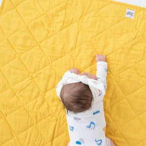 Waterproof Linen/Organic Cotton Play Mat – SUNFLOWER - Ready to Ship - Tummy Time Mat - Nursery Rug - Baby Gift - Gender Neutral - Unisex