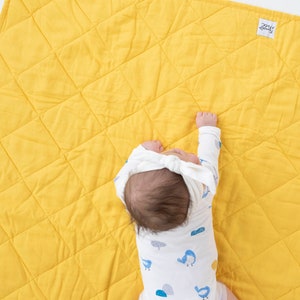Wasserdichte Spielmatte aus Leinen/Bio-Baumwolle - SONNENBLUME - Versandfertig - Bauchzeitmatte - Babydecke - Baby geschenk - Unisex