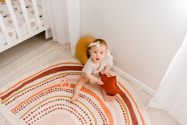 Organic Rainbow Nursery Play Room Rug / Playmat / Mat / Handmade / Girls Rainbow / Baby Girl / Baby Gift / image 6