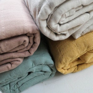 Organic Muslin Gauze Swaddle Blanket BONE Cotton Fringe Baby Gift Neutral Earthy Green Baby Shower FREE Shipping Aus image 3