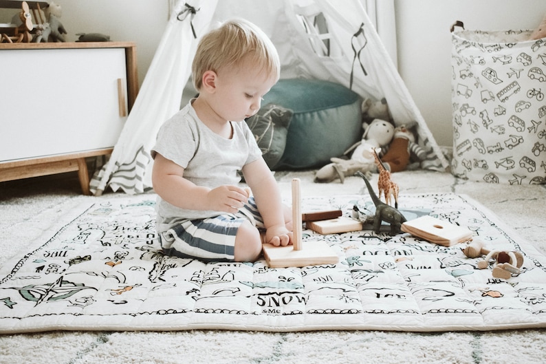 Organic World Explorer Play Mat Playmat Nursery Rug Unisex Neutral Baby Gift Shower Nursery Decor Kids Room Now Ready to Ship image 5