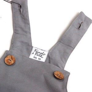 GOTS Organic Play Suit Grey Gray Romper Jump Suit Unisex Gender Neutral Summer Clothing Baby Gift Sizes 000 2yrs image 6