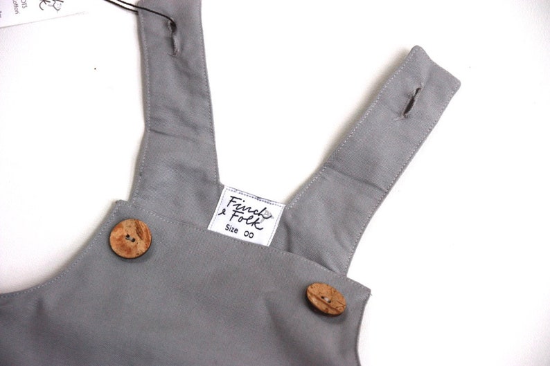 GOTS Organic Play Suit Grey Gray Romper Jump Suit Unisex Gender Neutral Summer Clothing Baby Gift Sizes 000 2yrs image 6