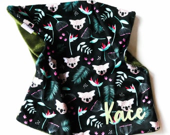 Minky Lovey Comforter - Koala en negro - hecho a mano - manta de lujo bebé - regalo de bebé - género neutro - niño - suave - manta - australiano