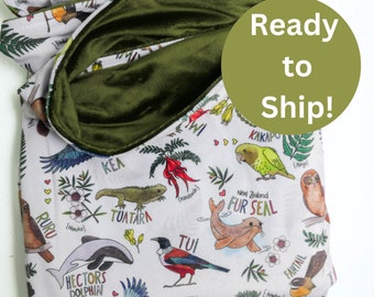 Ready to Ship Minky Blanket New Zealand Animals  - Two Sizes - Ships Now - Gender Neutral - Australian Designed and Made - Baby Shower Gift