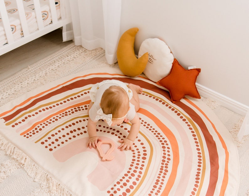 Organic Rainbow Nursery Play Room Rug / Playmat / Mat / Handmade / Girls Rainbow / Baby Girl / Baby Gift / image 4