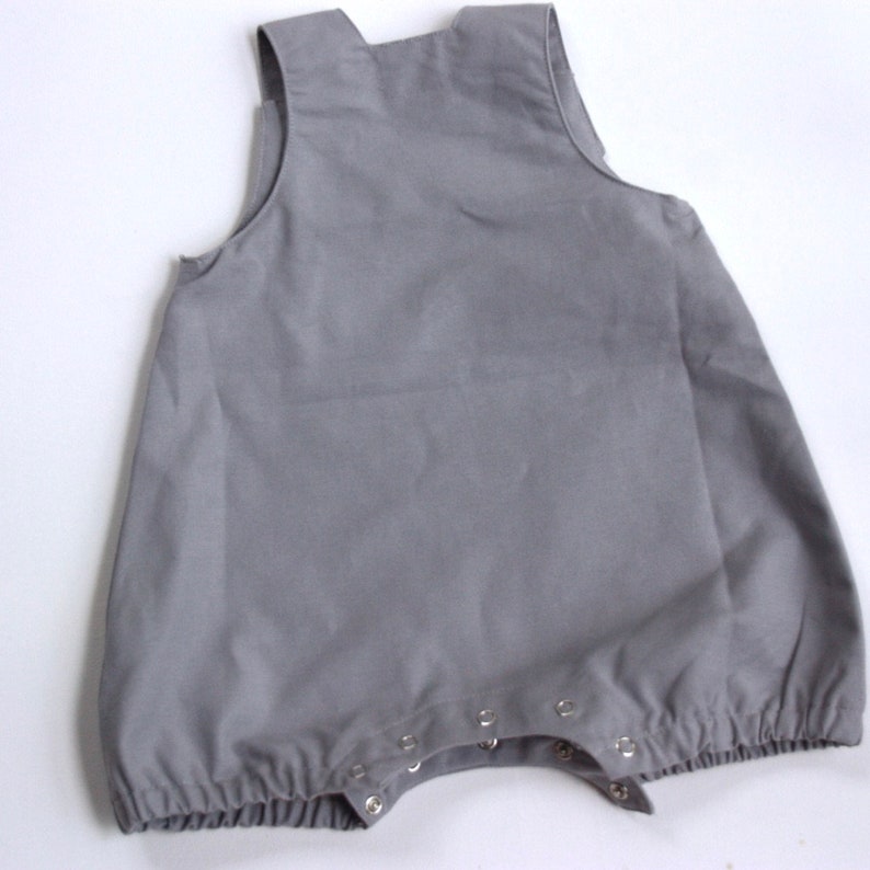 GOTS Organic Play Suit Grey Gray Romper Jump Suit Unisex Gender Neutral Summer Clothing Baby Gift Sizes 000 2yrs image 5