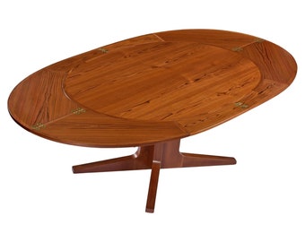 Refinished Expanding Oval Danish Modern Teak Flip-Flap Dining Table by Dyrlund