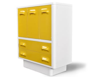 Restored Raymond Loewy Style Yellow Broyhill Chapter One Gentlemen's Chest Dresser
