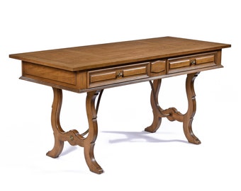 Restored Thomasville English Regency Style Pecan Desk or Console with Drawers