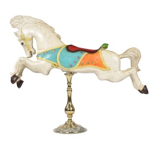 Vintage Mid-Century C.W. Parker White Jumper Carousel Horse on Brass Pedestal image 6