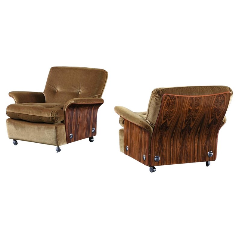 Pair of 1970s Mid-Century Modern G-Plan Tulip Group Rosewood Lounge Chairs image 1