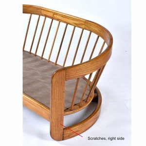 Pair of Solid Oak Wood Curved Spindle Back Loveseat Settee Benches by Howard image 9