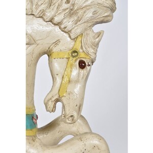 Vintage Mid-Century C.W. Parker White Jumper Carousel Horse on Brass Pedestal image 7