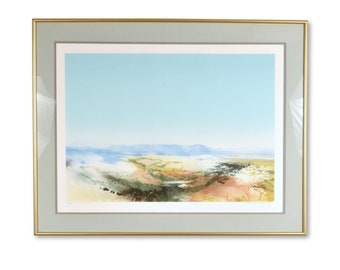 Grande aquarelle John Maxon Hi Rider, grand format paysage abstrait, eau-forte, eau-forte