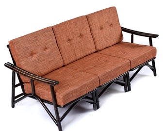 John Wisner for Ficks Reed Far Horizons Rattan Modular Sofa With End Table Set