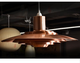 Tiered Mid-Century Modern Danish Copper Pendant Ceiling Light by Jorgen Kastholm