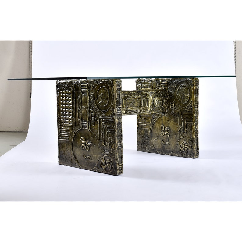 Adrian Pearsall for Craft Associates Glass Top Brutalist Dining Table or Desk image 5