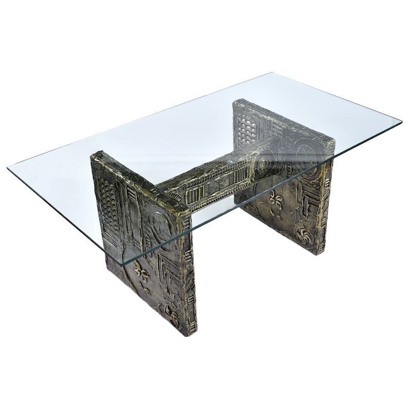 Adrian Pearsall for Craft Associates Glass Top Brutalist Dining Table or Desk image 1