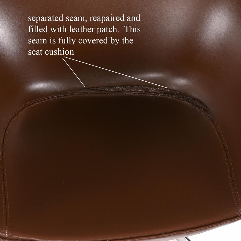 1974 Brown Leather Arne Jacobsen Fritz Hansen Egg Chair & Ottoman image 9