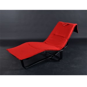 Westnofa Norwegian Black Leather and Red Wool Reversible Chaise Lounge image 5